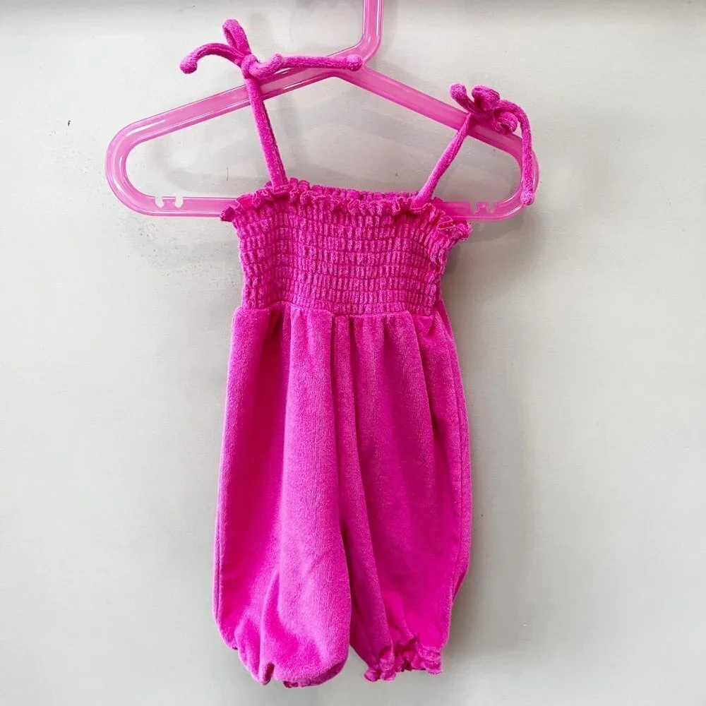 Ralph Lauren Hot Pink Terry Smocked Romper/Jumpsuit- Size 12‎ months